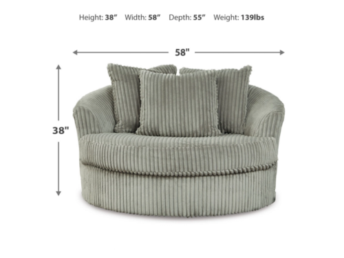 Signature Design by Ashley Lindyn Oversized Swivel Fabric Accent Chair in Gray - Picture 5 of 5