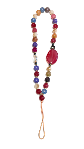Breloque de téléphone multicolore pierre précieuse lanière perlée bracelet cellule craquelé quartz - Photo 19 sur 24