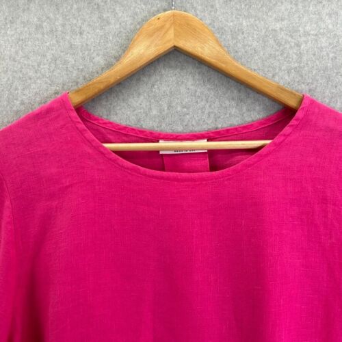 Camicia Bryn Walker taglia Large lino rosa caldo look a strati maniche flutter Barbie - Foto 2 di 14