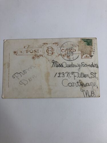 Antique Postcard 1917 Creepy Flirty Couple Posted, Divided Back - Picture 2 of 3