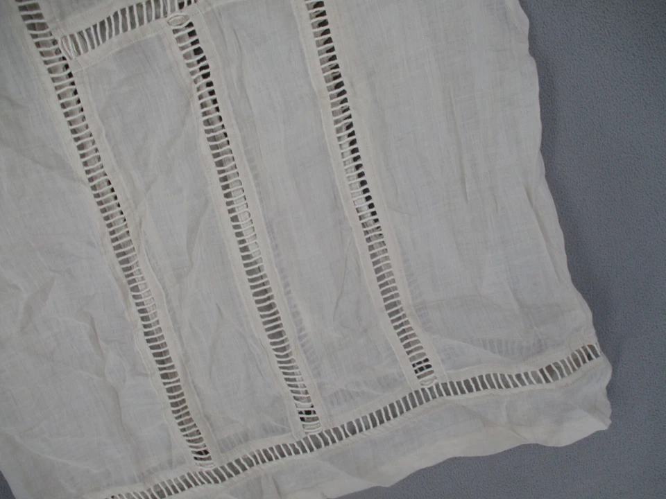 Regata Lee Mathews Top Feminina 3 Bege Linho Sem Mangas Botão Respirável - Imagem 4 de 4