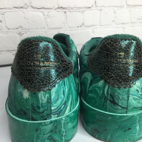 Scotch & Soda Low Top Lace Up Sneakers Men Size 11.5 Green Marble - Picture 6 of 12