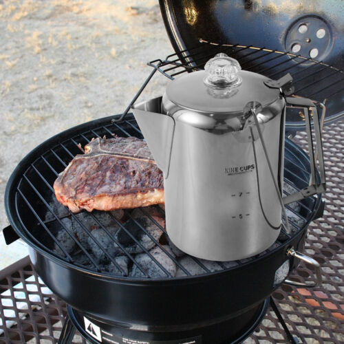 Percolator Coffee Pot Stainless Steel Camping Coffee Pot Outdoor Stovetop ⊂⇖ - Picture 7 of 12