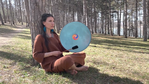 Heilige "Tibet Vegan Drum", Rahmentrommel 20', Klangheilinstrument, tiefer Klang - Video 1 von 1
