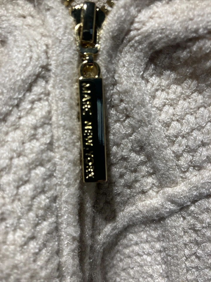 Suéter para mujer Marc New York cremallera completa marfil (crema) con cuello, grande, tejido con cable Foto 3 de 4