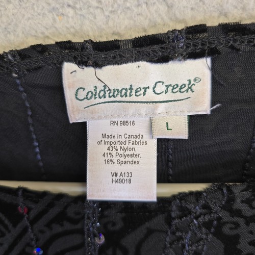 Coldwater Creek Top Womens L Floral Velvet Burnout Sequins Lace Romantic Fairy - Picture 16 of 19
