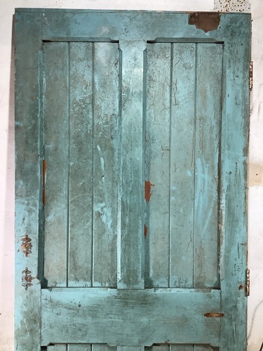 35 5/8"X 84 5/8" 1930s Internal Painted Pitch Pine Four Panel Door 2over2 Old - Picture 8 of 12
