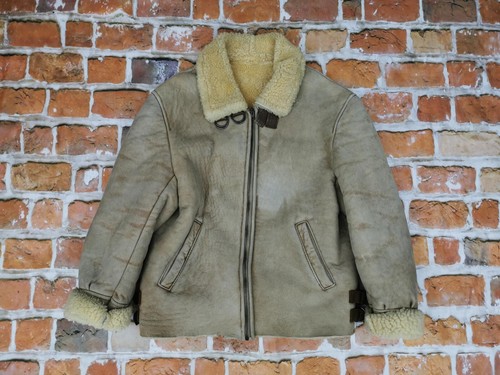 *CHARLES CHEVIGNON LAMMFELL B3 VINTAGE LEDERJACKE*SHEARLING*BEIGE*GR: S*RARITÄT - Bild 3 von 8