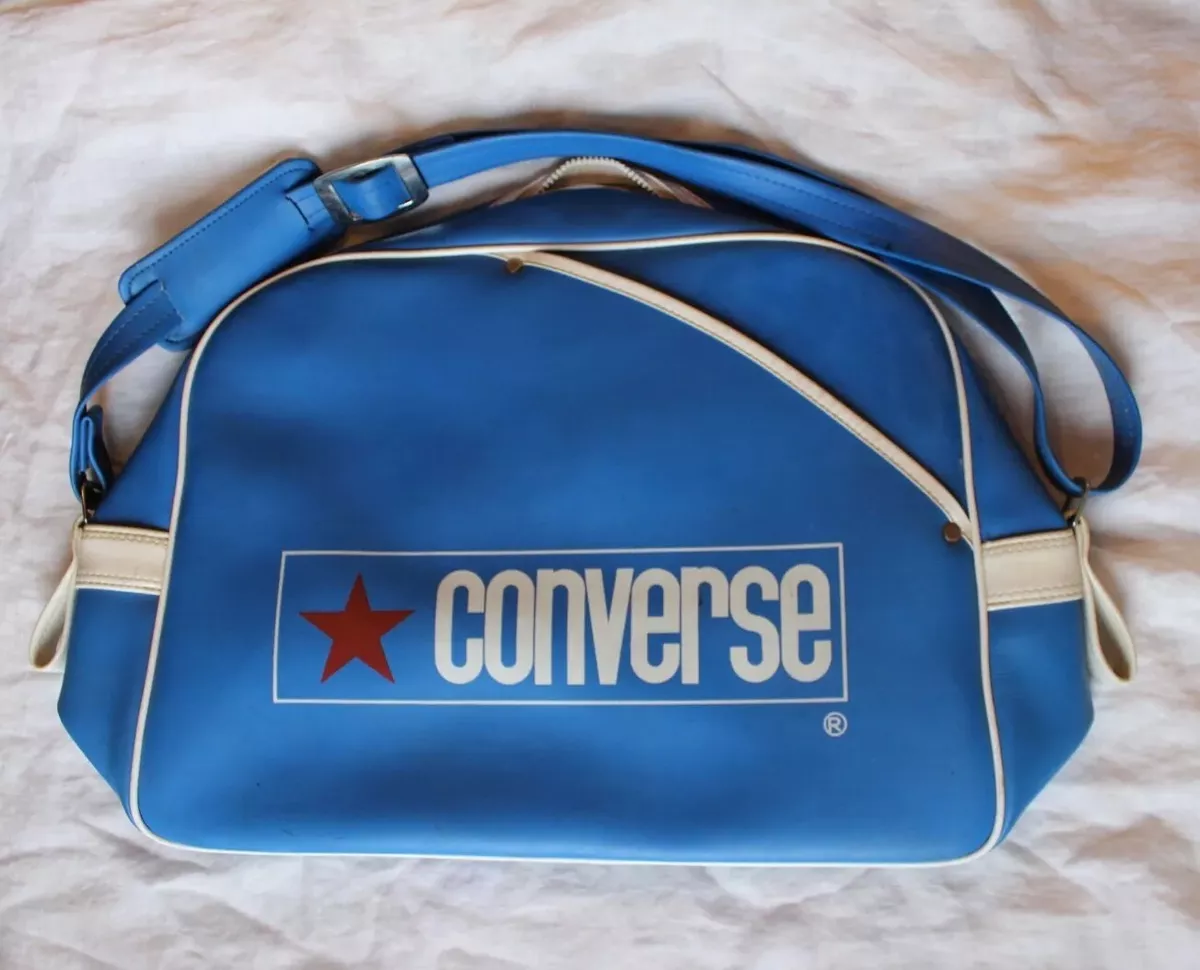 aborre Når som helst Brug for Vintage 1970s Converse Star Blue &amp; White Vinyl Bag Strap Gym Duffel  Messenger | eBay