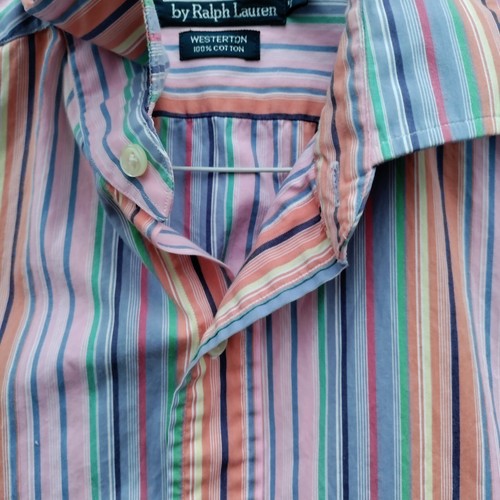 Polo Ralph Lauren Mens Long Sleeve button up Shirt Blue and Pastels Striped! - Picture 6 of 11