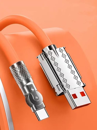 USB to Type C Charging Cable Lead Heavy Duty 120W 6A Super Fast 180° Rotation - Picture 10 of 13