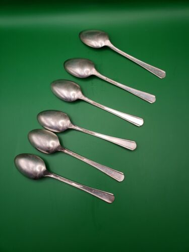 Vintage Hof Versilbert Löffel 1939 Art Deco Muster 6" 6er Set - Bild 4 von 4