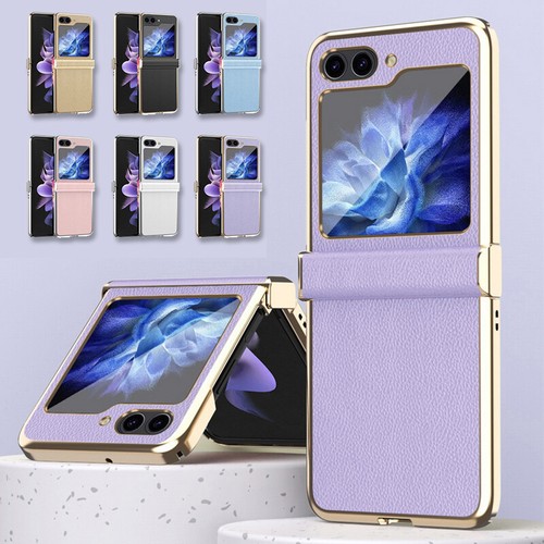 Coque Etui Luxe Cuir Dur Antichoc Mince Mat PC Pour Samsung Galaxy Z Flip5 Flip4 - Photo 1 sur 18