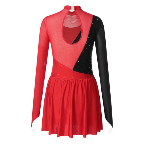 Women's Rhinestone Figure Ice Skating Dress Gymnastic Competition Roller Skating - Picture 8 of 64