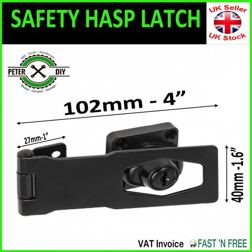 SICHERHEIT SELBSTVERRIEGELUNG HASP Heftschlüssel für Garagenschuppen Scheunentür Schrankschloss - Bild 3 von 3