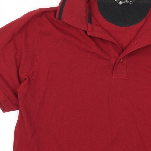 Southbay Mens Red Polyester Blend Polo Size M Collared Button - Picture 8 of 12