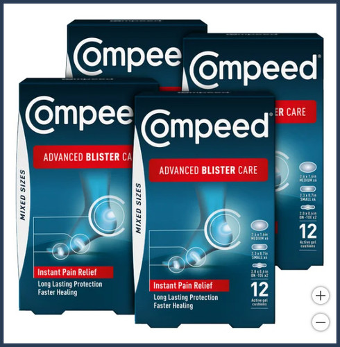 Compeed Blister Patch 48 Count - Waterproof Hydrocolloid Cushions 4 Pain Relief