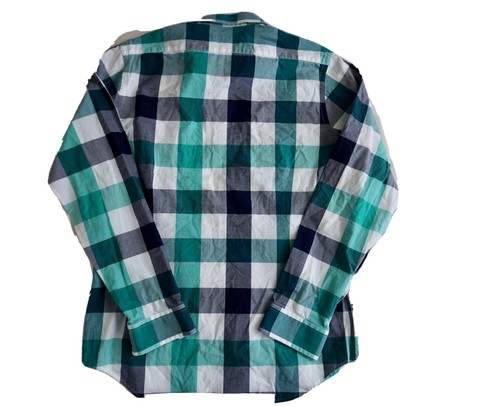 Express Fitted Mens M 15-15.5 Long Sleeve Button Down Plaid Cotton Dress Shirt - Picture 2 of 8