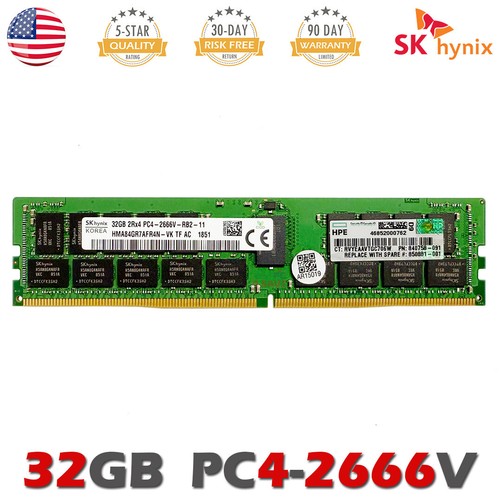 SK hynix 32GB 2Rx4 PC4-2666V ECC REG Server RAM HMA84GR7AFR4N-VK HPE 840758-091 - Picture 1 of 2