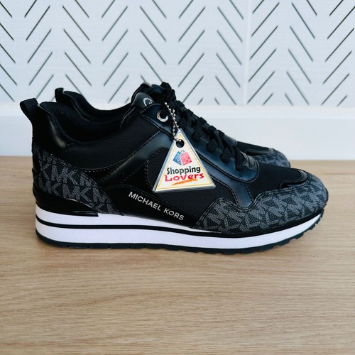 🤩MICHAEL KORS Wilma Trainer Canvas Sz 7 Womens Shoes Black Fashion Sneakers New - Picture 5 of 11