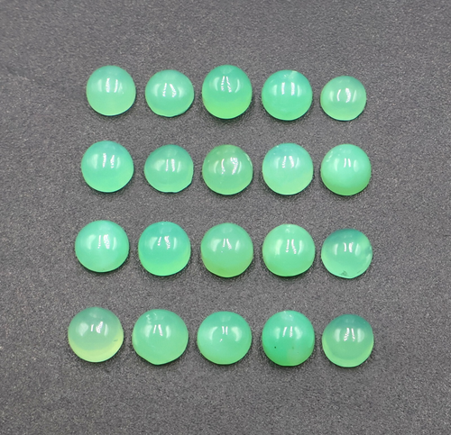 Lotto Cabochon Crisoprasio Naturale 23,65 Crt 5x5 Pietra Verde Crisoprasio Tondo - Foto 3 di 4