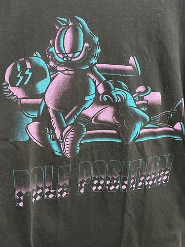Vintage Garfield Pole Position Neon Racing Mens Size Large Signal Sport 20x28 - Picture 2 of 5