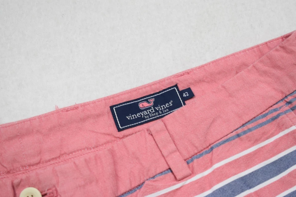 Pantalones Cortos Rompedores de Ballenas Vineyard Vines Rayas Frente Plano Chino Para Hombres Talla 42 x 9" Foto 3 de 4
