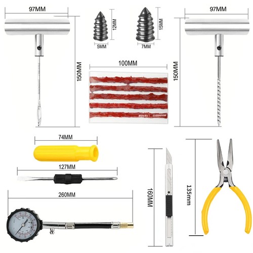 Car Tire Repair Kit Puncture Plug Tools Tyre Puncture Emergency for Universal - Picture 3 of 34