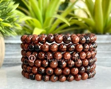 Wholesale Lot 6 Pcs Natural Mahogany Obsidian 6mm 7.5” Crystal Stretch Bracelet