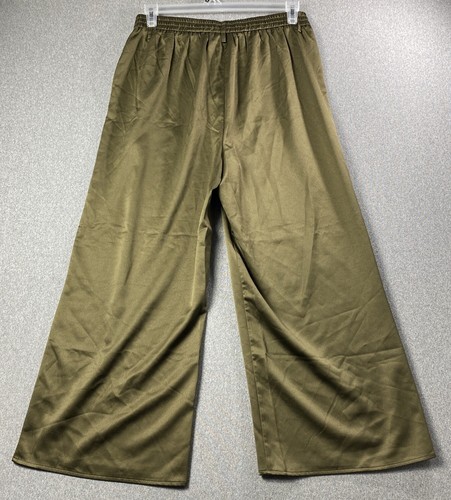 Joie Pants Womens Size L Satin Wide Leg Casual Olive Green Waist 32” / Pockets - Picture 2 of 3