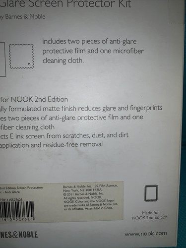 Barnes&Noble Anti-Glare Screen Protector Kit for Nook 2nd Ed 2pack 56H18301 #C1 - Picture 4 of 5