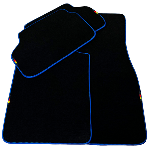 AutoWin Black Floor Mats for BMW 6 Series M6 F06 Gran Coupe 2013-2018 Blue Trim - Picture 7 of 13
