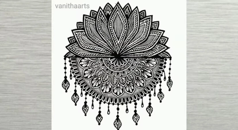 Hand Drawing Mandala-Black & White Original Unique Beautiful Flower Mandala  Art.