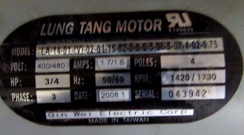 Lung Tang LA-14-01-V-02-01-15-02-0-0-5-08-5-07-4-02-0.75 3 PHASEN MOTOR *XLNT* - Bild 2 von 9