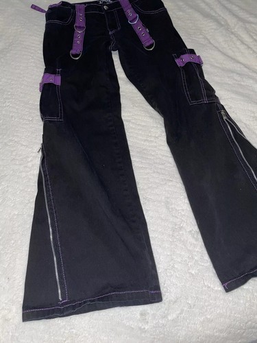 Tripp NYC Daang Goodman Black Jeans W Purple Womens Chain Gothic Punk Y2K Size 5 - Picture 14 of 16