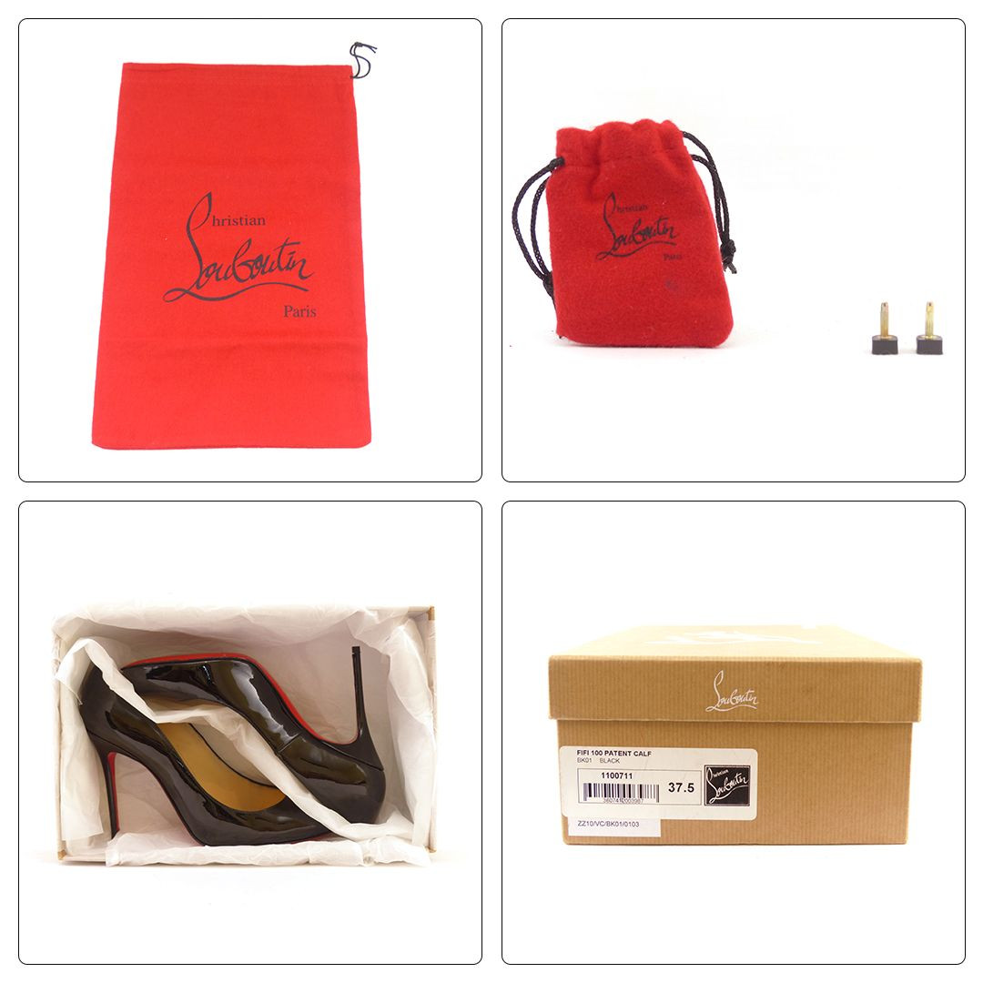 ルブタン 未使用 （37.5) FIFILLE 100 PATENT Christian Louboutin Fifille Heels 100 Black Patent Leather