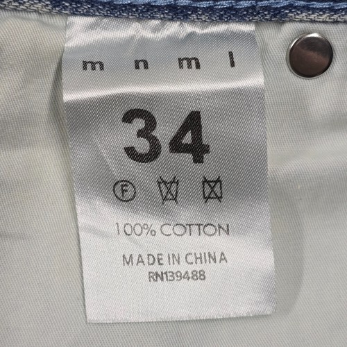 MNML Jeans Mens 34x33 Blue Herringbone Baggy Distress Grunge Painter Carpenter - Picture 6 of 13