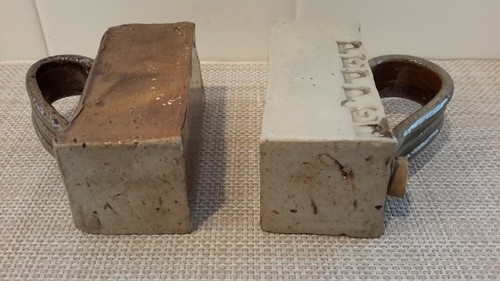 Handmade Ceramic Rectangle Cube Cuboid Shape SALT & PEPPER Shakers/Handles  - Picture 10 of 12