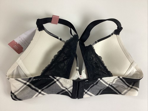 Cacique Lane Bryant Boost Plunge Bra Wire Black Check Raceback 34A 36A NWT - Picture 7 of 12