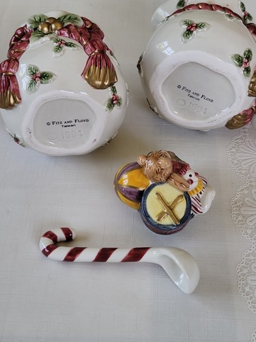 FITZ AND FLOYD SUGAR CREAMER trinket box HOLIDAY TOYS 1994 CHRISTMAS SET RARE - Picture 7 of 12