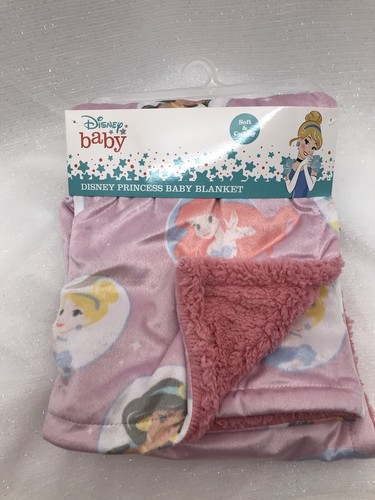 Princess Disney Baby Blanket Pink Sherpa Cinderella Ariel Belle Girls Lovey NEW - Picture 8 of 9