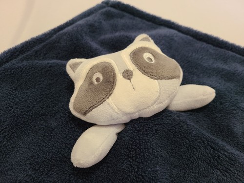 Chick Pea Blue Gray Plush Sherpa Fleece Racoon Lovey Security Blanket Baby Toy - 第 2/4 張圖片