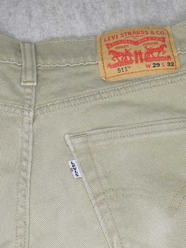 Pantalones de mezclilla Levi's para hombre 511 calce ajustado calce elástico caqui 5 bolsillos talla 29 x 32 - Imagen 2 de 10