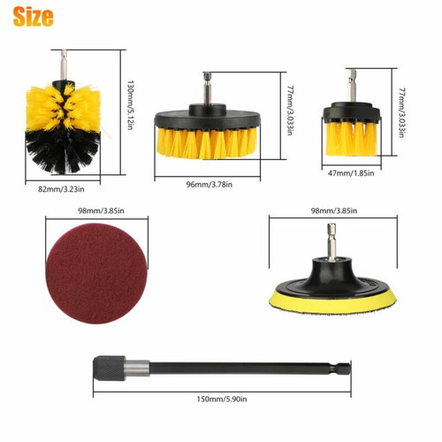 17x Auto Car Drill Brush Kit Boar Hair Vehicle Interior Wheel Tile Cleaning Tool - Picture 7 of 9