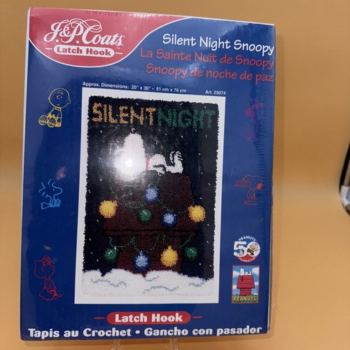 Vintage J & P Coats Latch Hook Silent Night Snoopy Kit 25074 20”x30” NOS Sealed - Picture 9 of 10