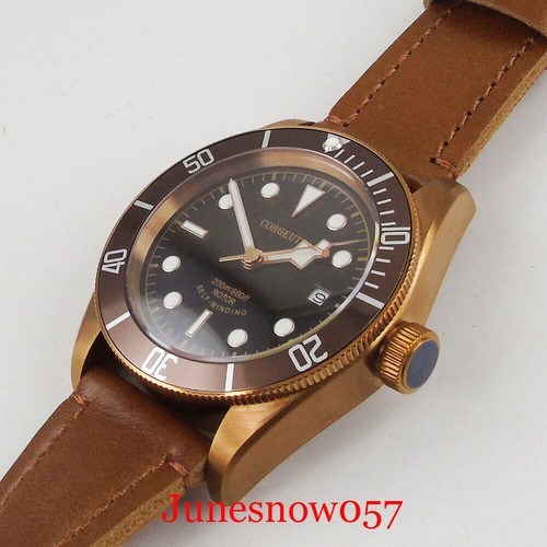 CORGEUT Bronze Coated 41MM Automatic Men Watch Sapphire Glass Leather Strap - Picture 14 of 23