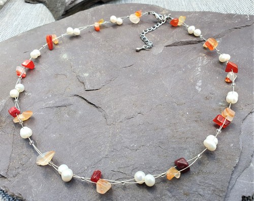 Freshwater Pearls & Crystal Gemstone Necklace 10 Stone Choice - Picture 8 of 18