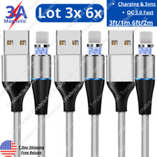 3/6Pack Magnetic USB Charger Cable 3/6Ft For iPhone 14 13 11 8 7 6 Charging Cord
