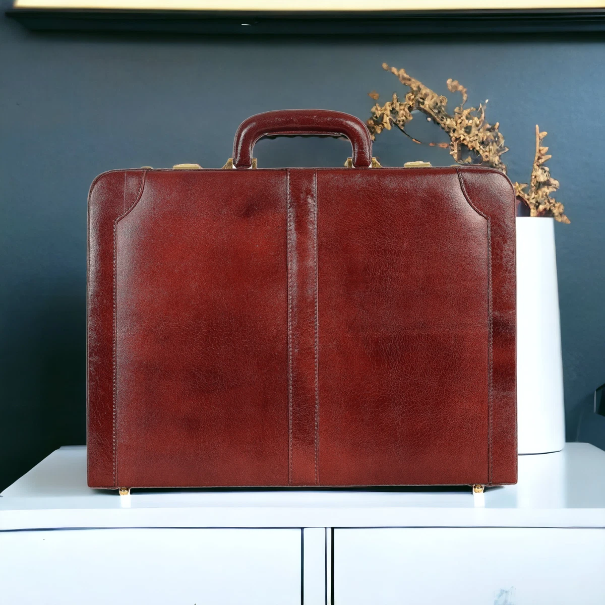 Premium Leather Briefcase for Men Brown Leather Attache Case