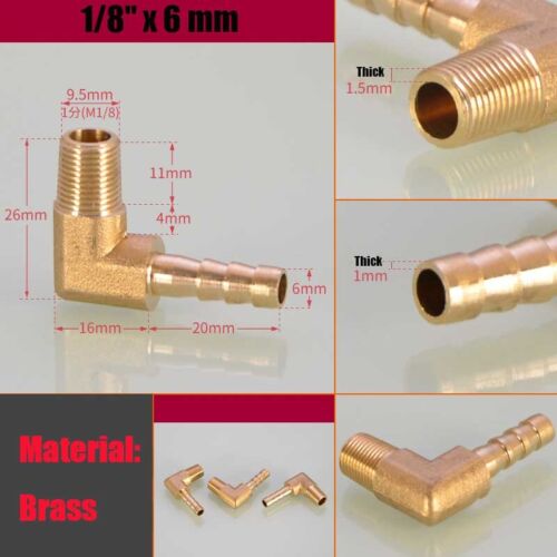 Raccordo a gomito maschio 90° ottone BSP -Connettore tubo da 1/8" a 3/4" per carburante/aria/acqua - Foto 5 di 28